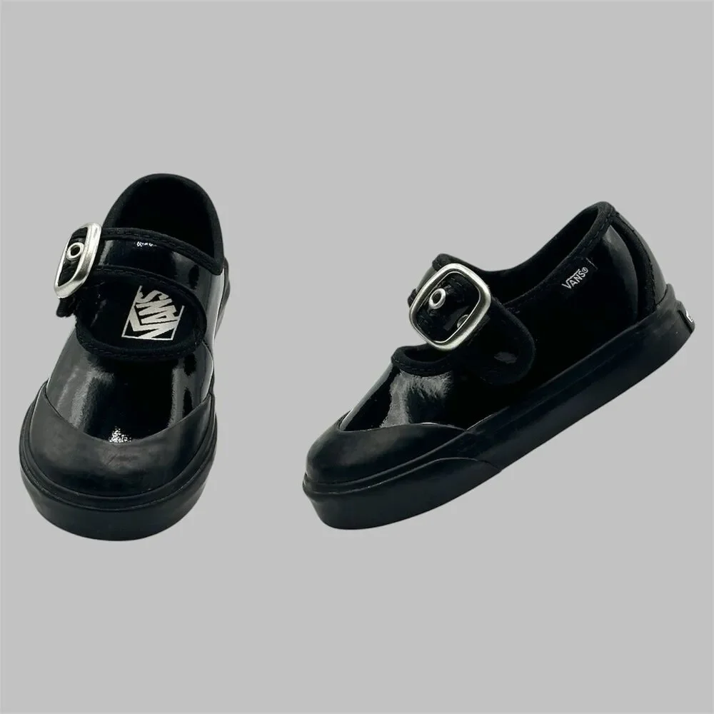 Vans Mary Jane Toddler Size 6 Black Gothic Shine Patent Leather Buckle Shoes